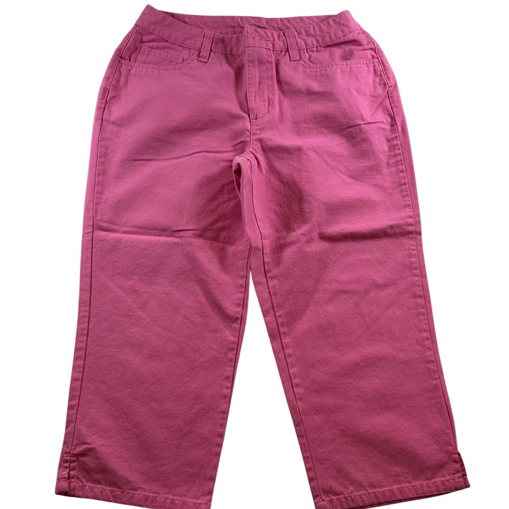 NWOT Bill Blass Jeanswear Pink Cotton Canvas Capri Pants Womens Sz 8 Side Slits